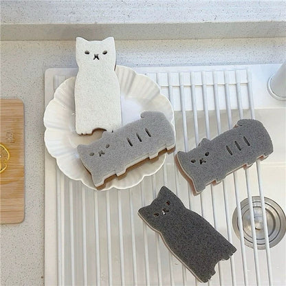 Cute Cat Sponge Scrubber (Set of 4)