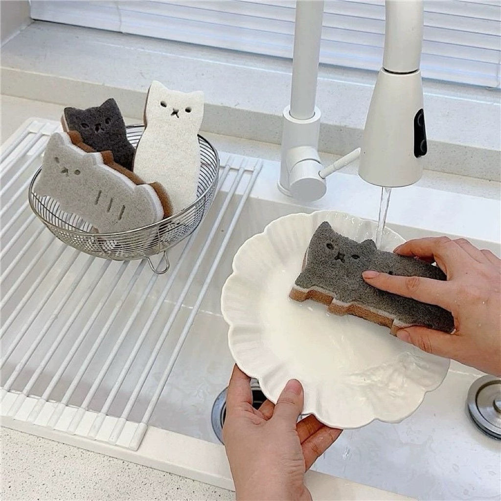 Cute Cat Sponge Scrubber (Set of 4)