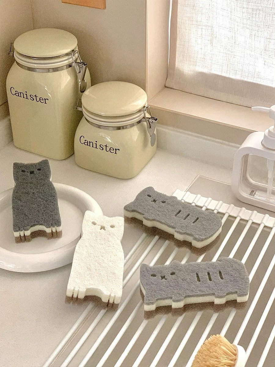 Cute Cat Sponge Scrubber (Set of 4)
