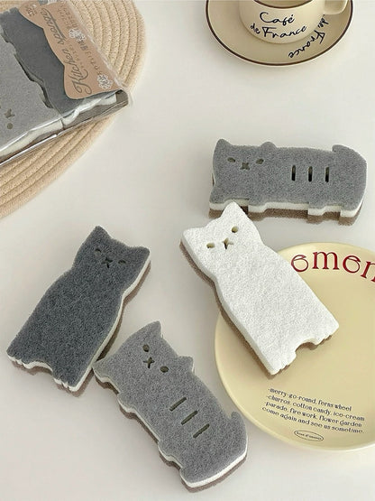 Cute Cat Sponge Scrubber (Set of 4)