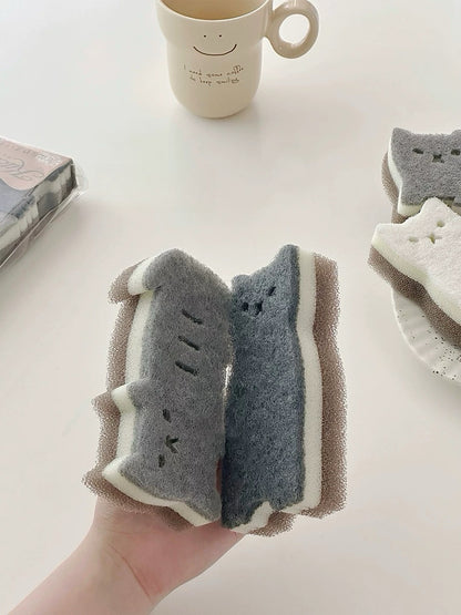 Cute Cat Sponge Scrubber (Set of 4)