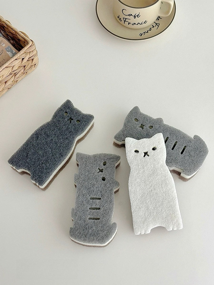 Cute Cat Sponge Scrubber (Set of 4)