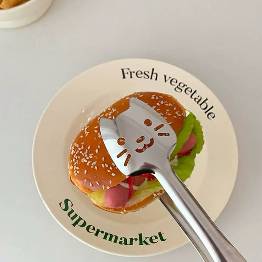 Cute Cat 304 Stainless Steel Food Tongs