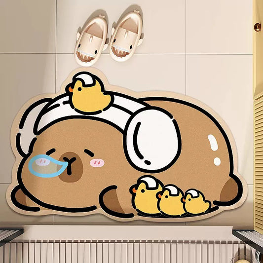 Capybara & Yellow Duck Diatomite Bath Mat