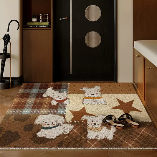 Cute Puppy Melard Style Entryway Loop Mat
