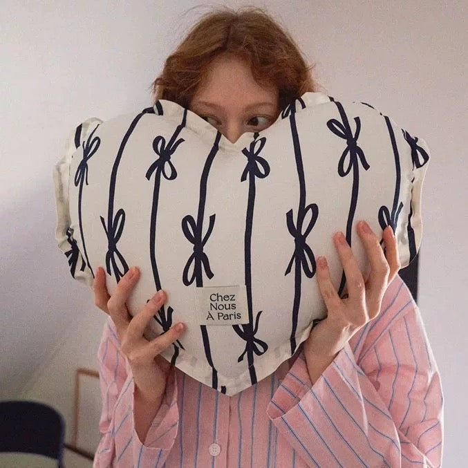 Bow Heart Decorative Pillow