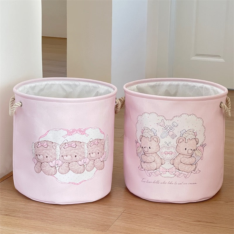 Cute Pink Foldable Laundry Basket