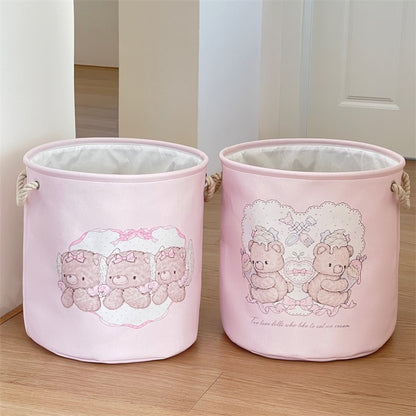 Cute Pink Foldable Laundry Basket