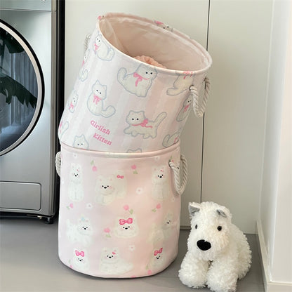 Cute Cat & Puppy Laundry Basket