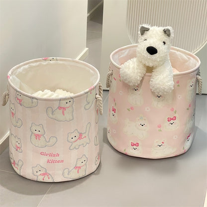 Cute Cat & Puppy Laundry Basket