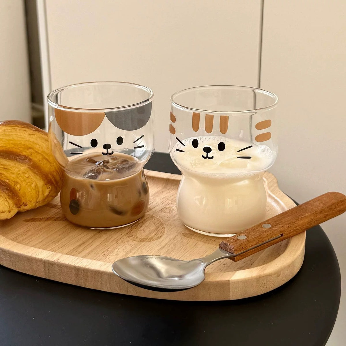 Cute Cartoon Cat Glass Cup