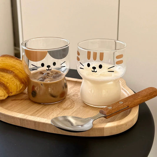 Cute Cartoon Cat Glass Cup
