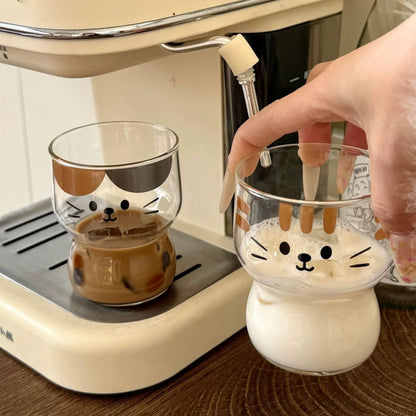 Cute Cartoon Cat Glass Cup