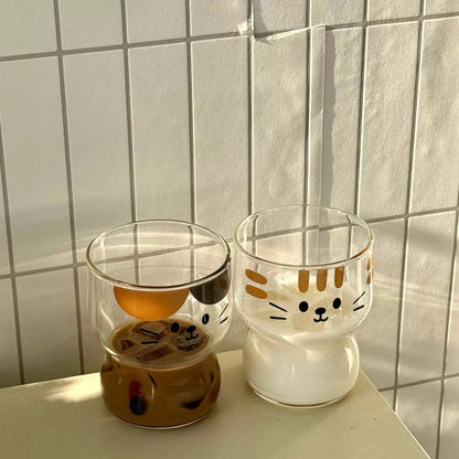 Cute Cartoon Cat Glass Cup