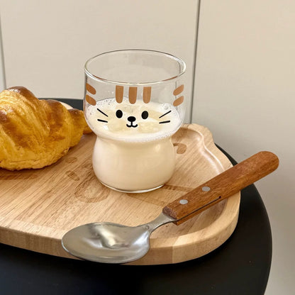 Cute Cartoon Cat Glass Cup
