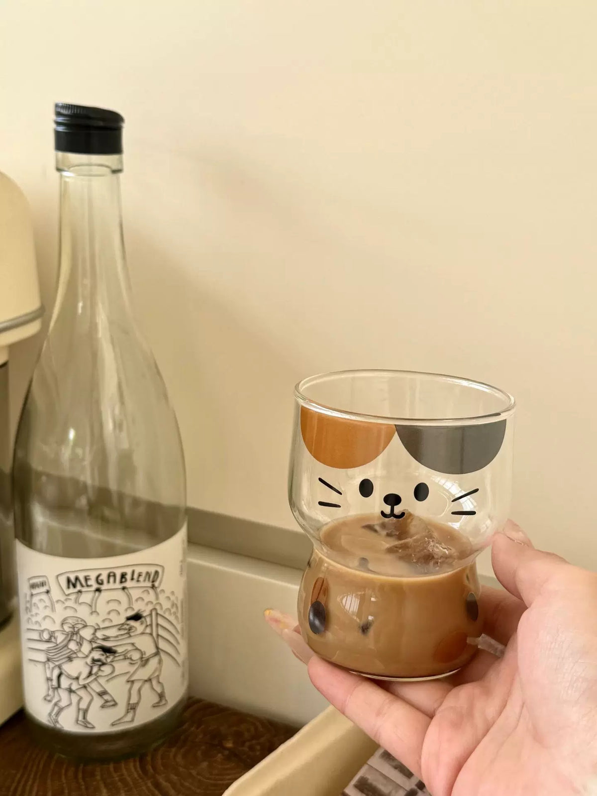Cute Cartoon Cat Glass Cup