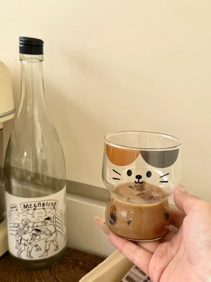 Cute Cartoon Cat Glass Cup
