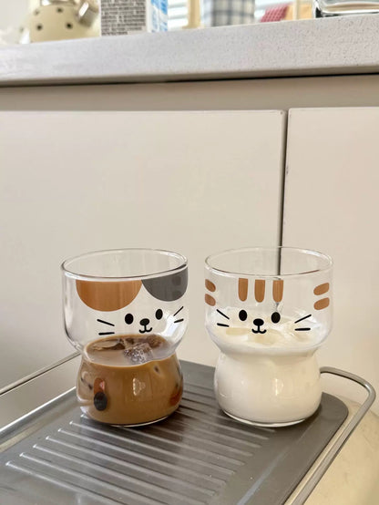 Cute Cartoon Cat Glass Cup