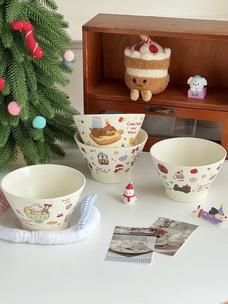 Cute Cream-Style Cartoon Hat-Shaped Bowl