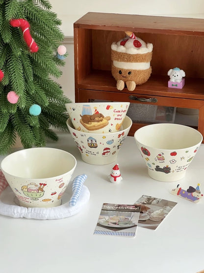 Cute Cream-Style Cartoon Hat-Shaped Bowl