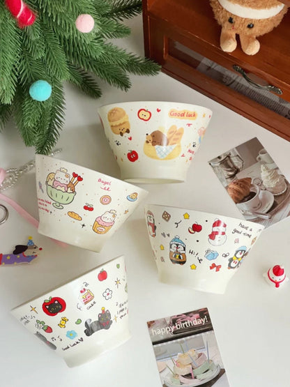 Cute Cream-Style Cartoon Hat-Shaped Bowl