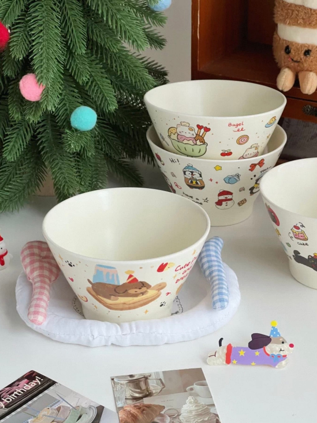 Cute Cream-Style Cartoon Hat-Shaped Bowl