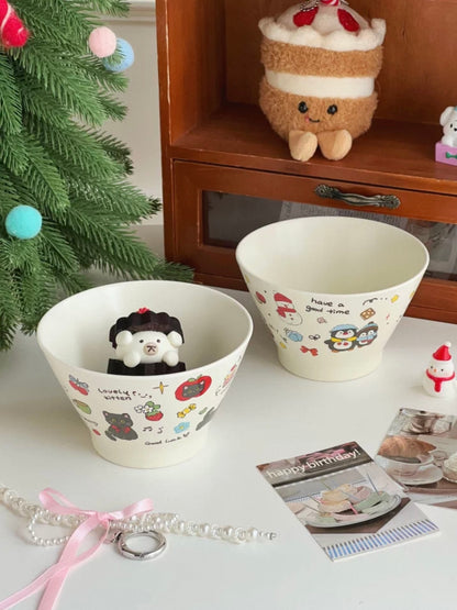 Cute Cream-Style Cartoon Hat-Shaped Bowl