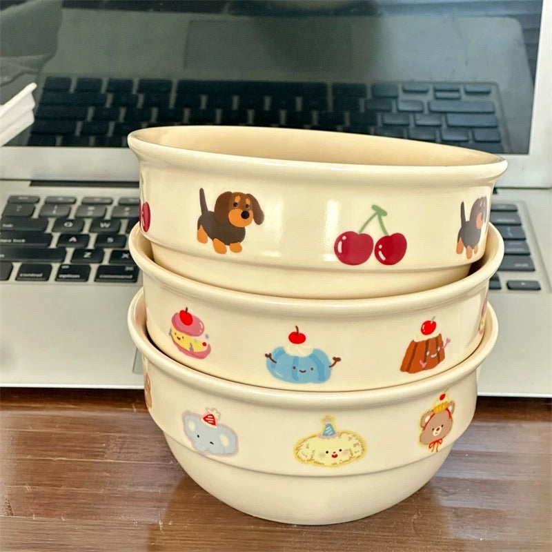 Cute Animal Party Ceramic Bowl (Sold Individually)