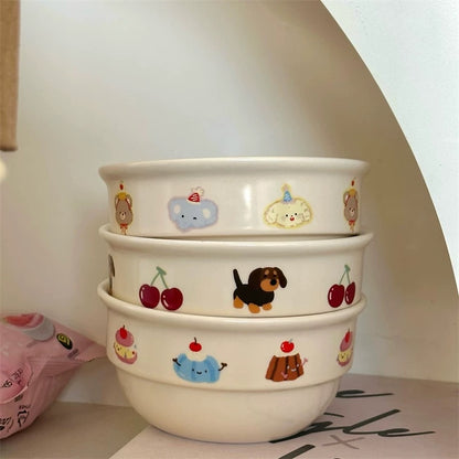 Cute Animal Party Ceramic Bowl (Sold Individually)
