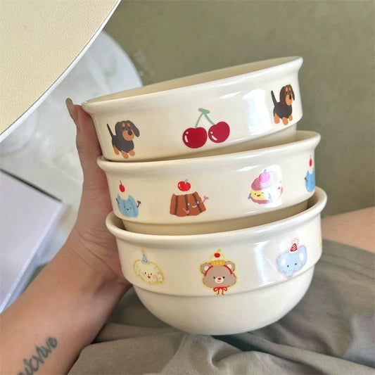 Cute Animal Party Ceramic Bowl (Sold Individually)