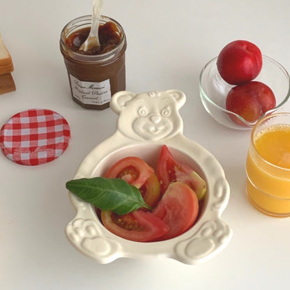 Cartoon Bear-Shaped Ceramic Bowl