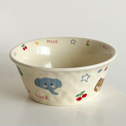 Hand-Painted Cartoon Ceramic Bowl