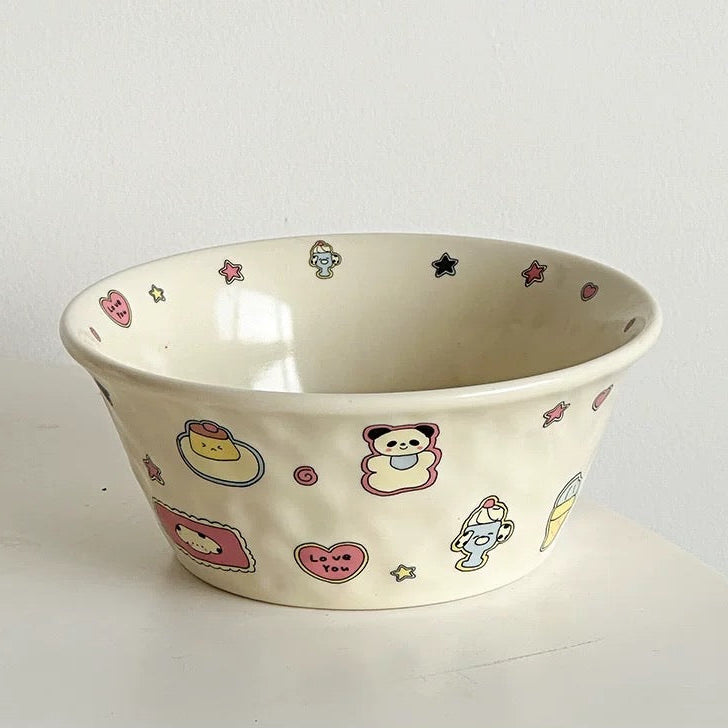 Hand-Painted Cartoon Ceramic Bowl
