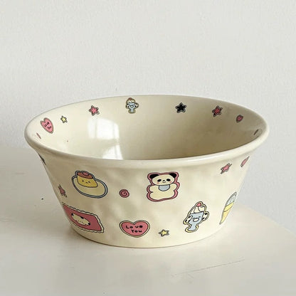 Hand-Painted Cartoon Ceramic Bowl
