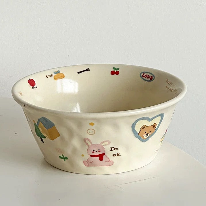 Hand-Painted Cartoon Ceramic Bowl