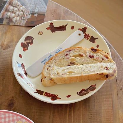 Cream-Colored Dachshund Ceramic Plate