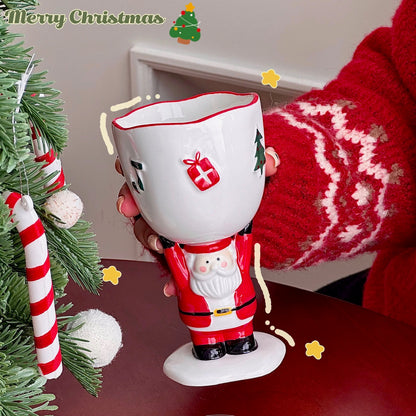 Snowman & Santa Claus Goblet with Gift Bag