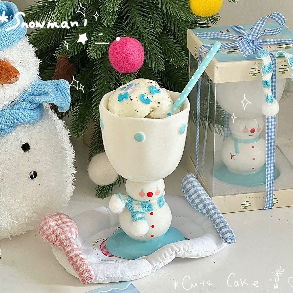 Snowman & Santa Claus Goblet with Gift Bag