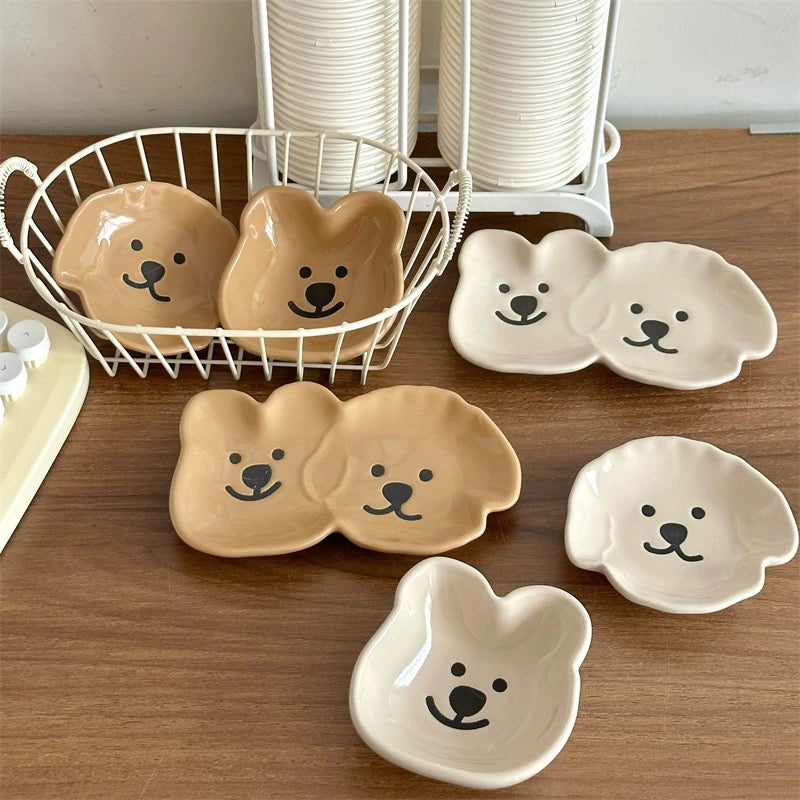Cartoon Bear and Dog Shaped Sauce Dish