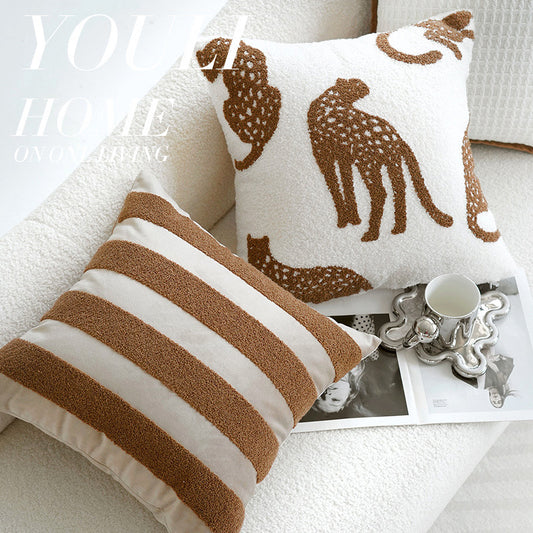 French Cream and Brown Animal Pillow Cushion (Covers Only)