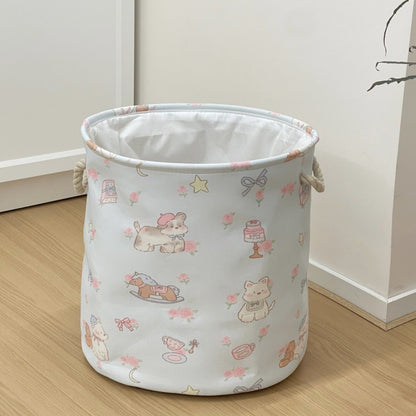Cute Cartoon Puppy & Kitty Printed Storage Basket