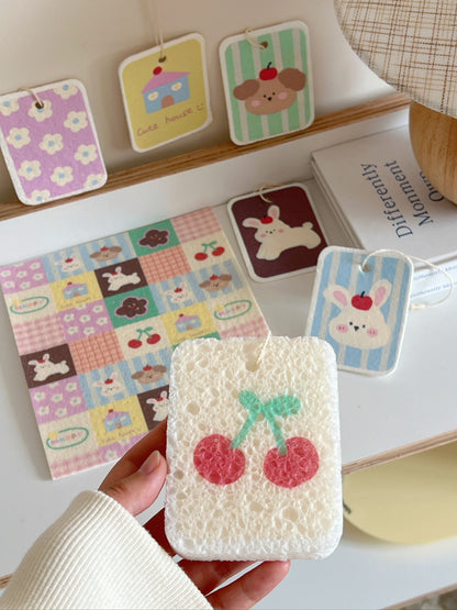 Cute Cartoon Wood Pulp Sponge Wipes