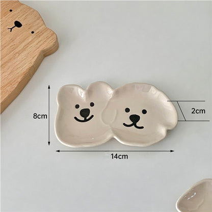 Cartoon Bear and Dog Shaped Sauce Dish