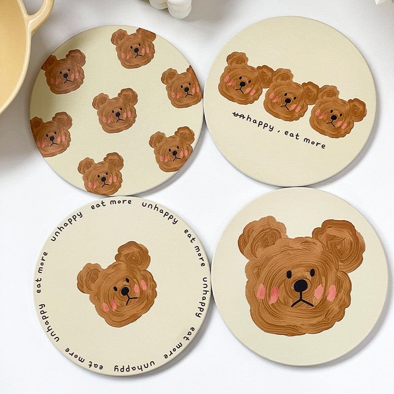 NoEmo Unhappy Bear Ceramic Coaster
