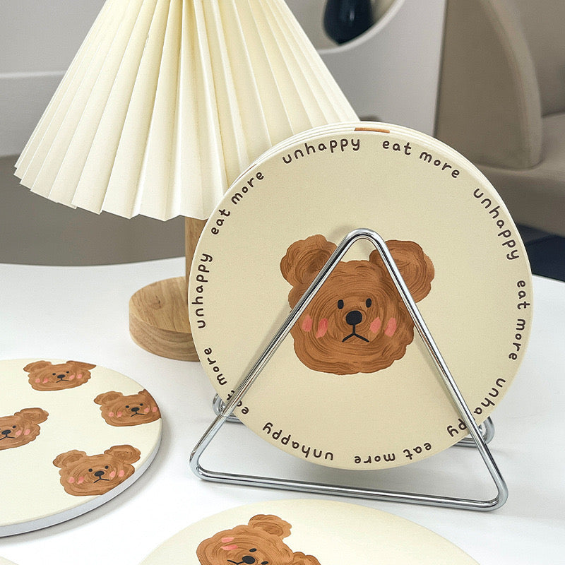 NoEmo Unhappy Bear Ceramic Coaster