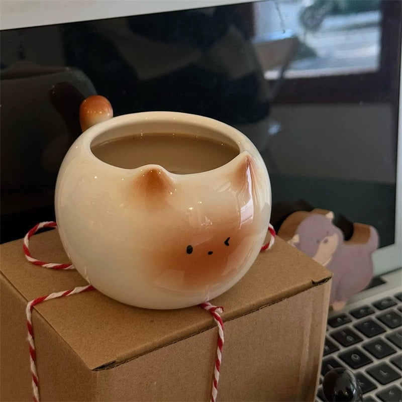 Cute Cat-Shaped Creative Ceramic Mug