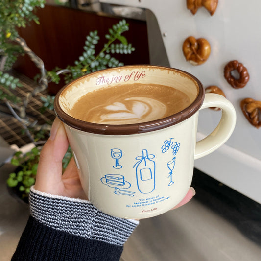 French Aesthetic Ceramic Mug (The Joy of Life Design)