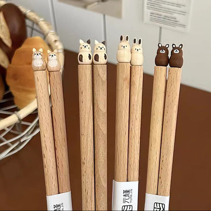 Hand-Carved Beech Wood Chopsticks (1 Pair)