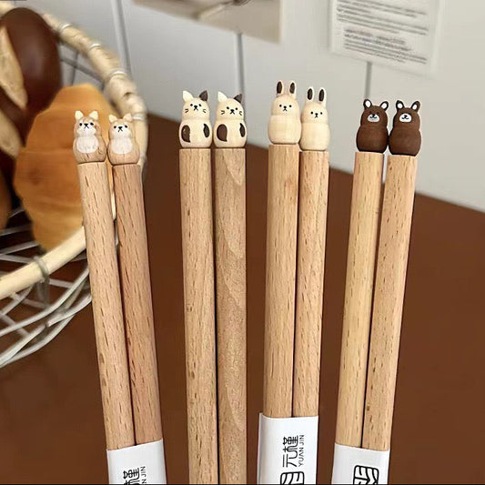 Hand-Carved Beech Wood Chopsticks (1 Pair)