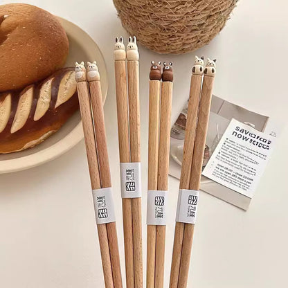 Hand-Carved Beech Wood Chopsticks (1 Pair)